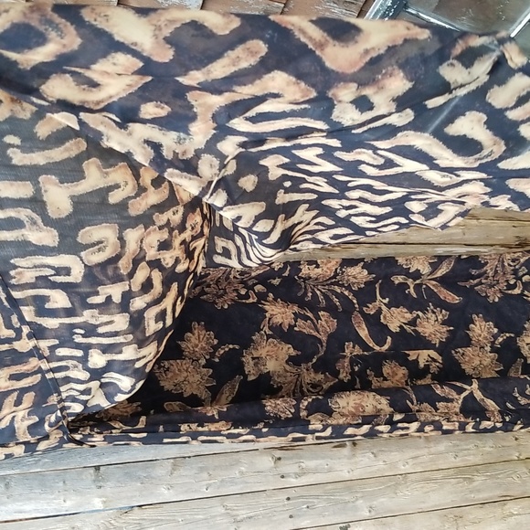 VINTAGE 80s Y2K CAROLE LITTLE Layered ART PRINTS FILMY MAXI DRESS S M Vtg Sz 10 - Picture 9 of 11